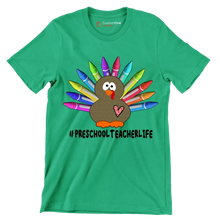 Pre School Teacher Life - Thanksgiving Themed T-Shirt-Green-S-Custom One Express