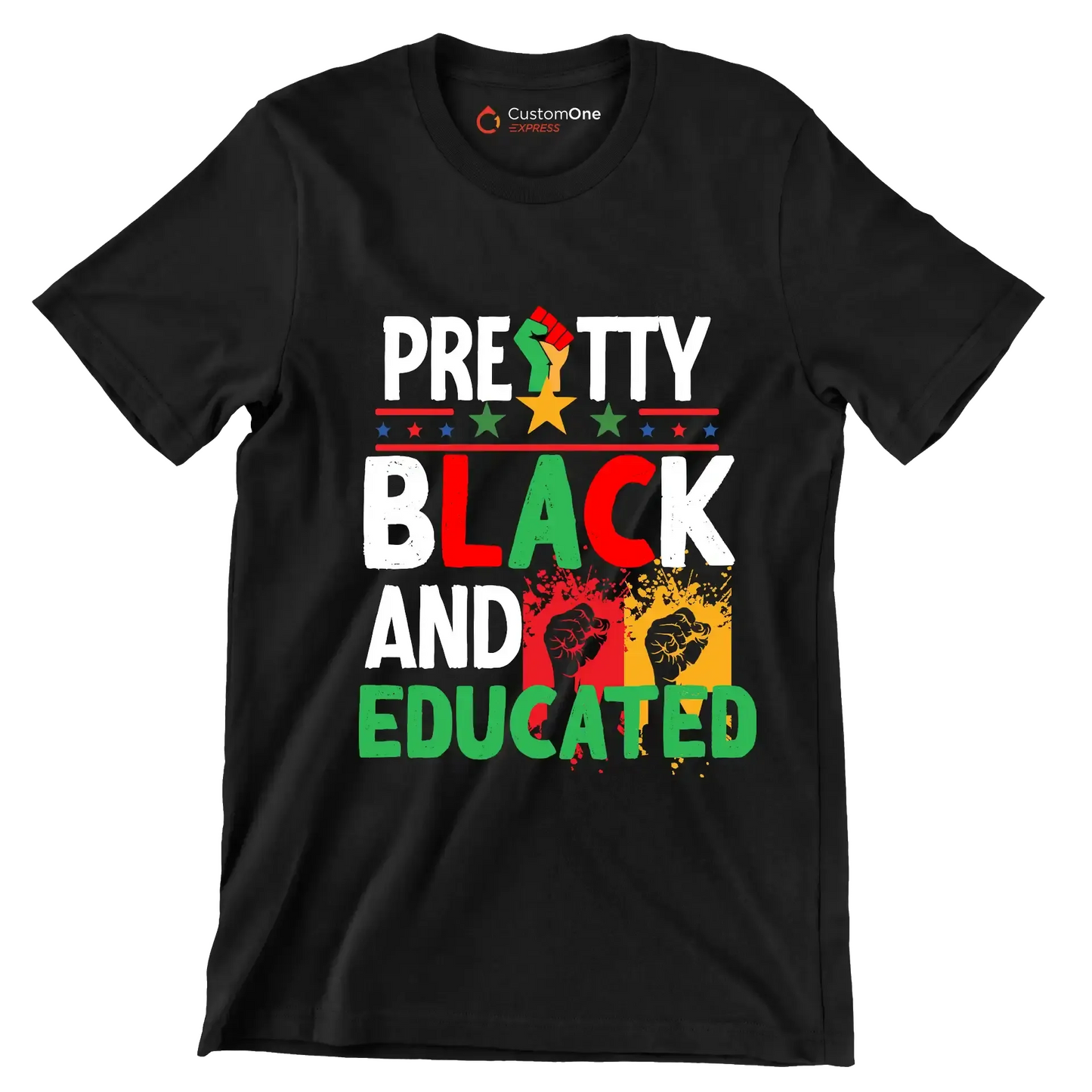 Pretty Black And Educated - Martin Luther King T-Shirt-Black-S-Custom One Express