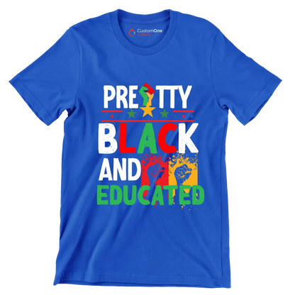 Pretty Black And Educated - Martin Luther King T-Shirt-Blue-S-Custom One Express