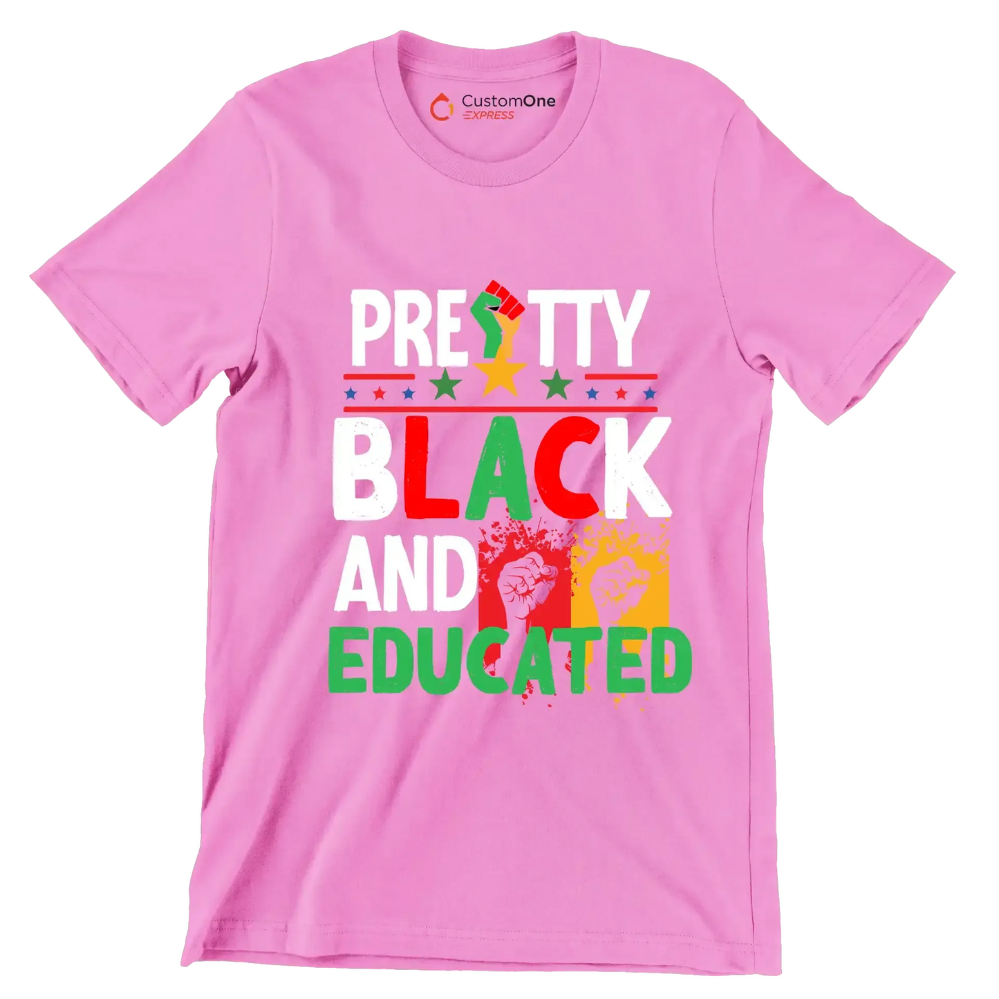 Pretty Black And Educated - Martin Luther King T-Shirt-Pink-S-Custom One Express