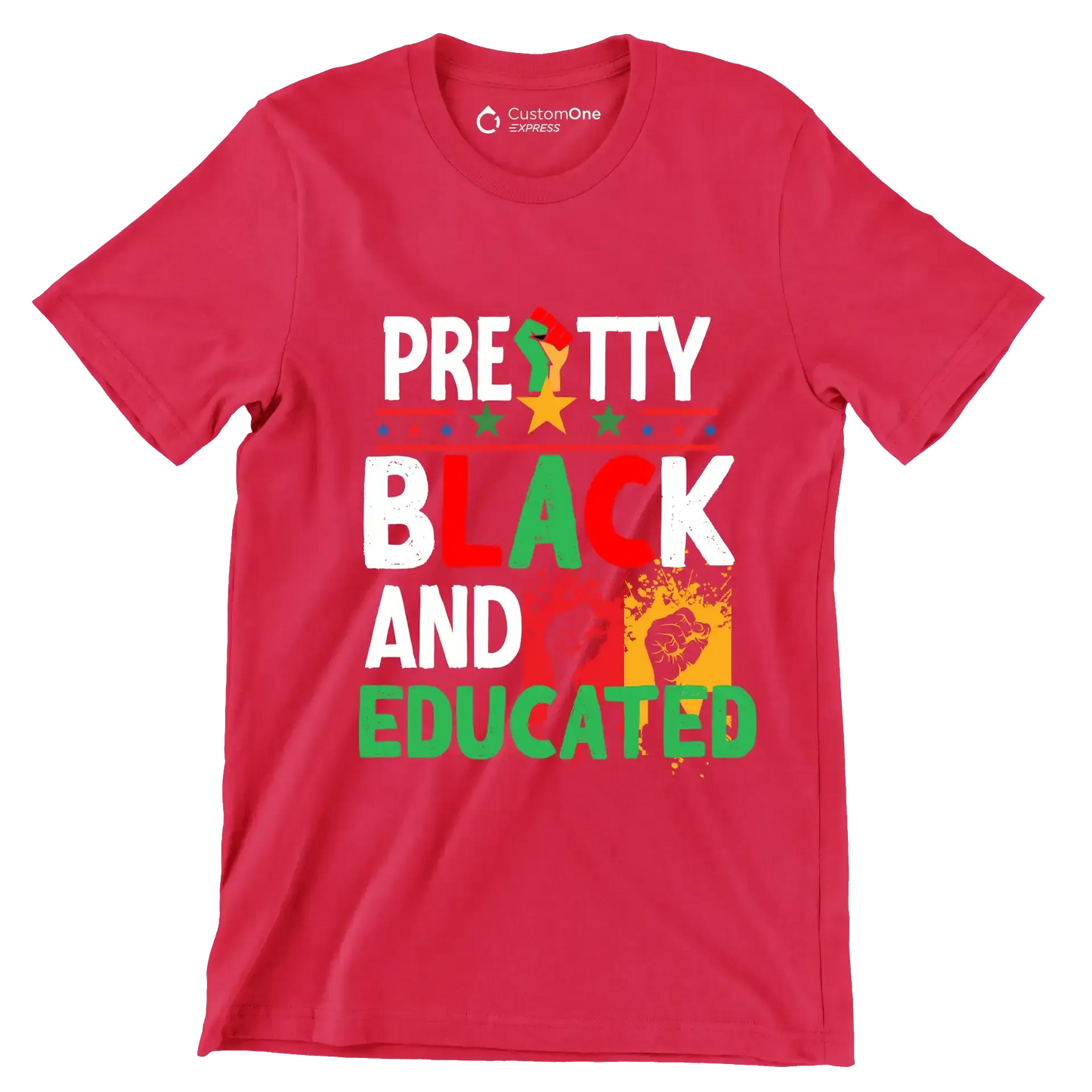 Pretty Black And Educated - Martin Luther King T-Shirt-Red-S-Custom One Express