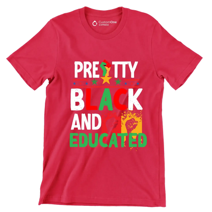 Pretty Black And Educated - Martin Luther King T-Shirt-Red-S-Custom One Express