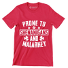 Prone To Shenanigans And Malarkey - St. Patrick's Day T-Shirt-Red-S-Custom One Express