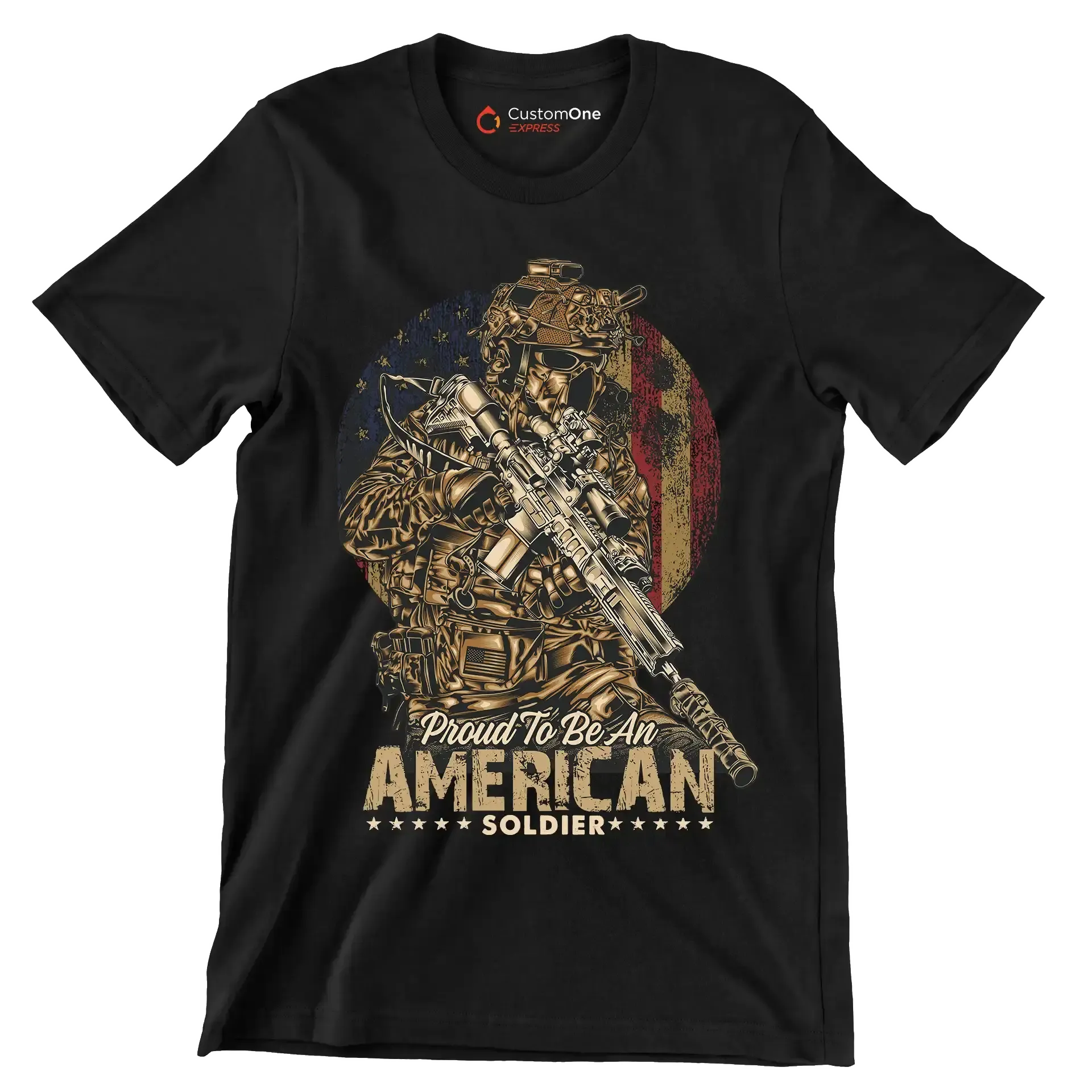 Proud to be an american god bless the u.s.a - Veterans Themed T-Shirt-Black-S-Custom One Express