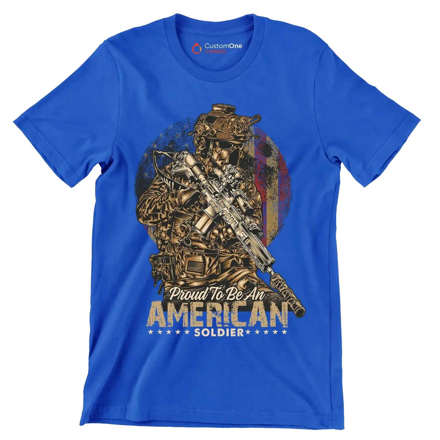 Proud to be an american god bless the u.s.a - Veterans Themed T-Shirt-Blue-S-Custom One Express