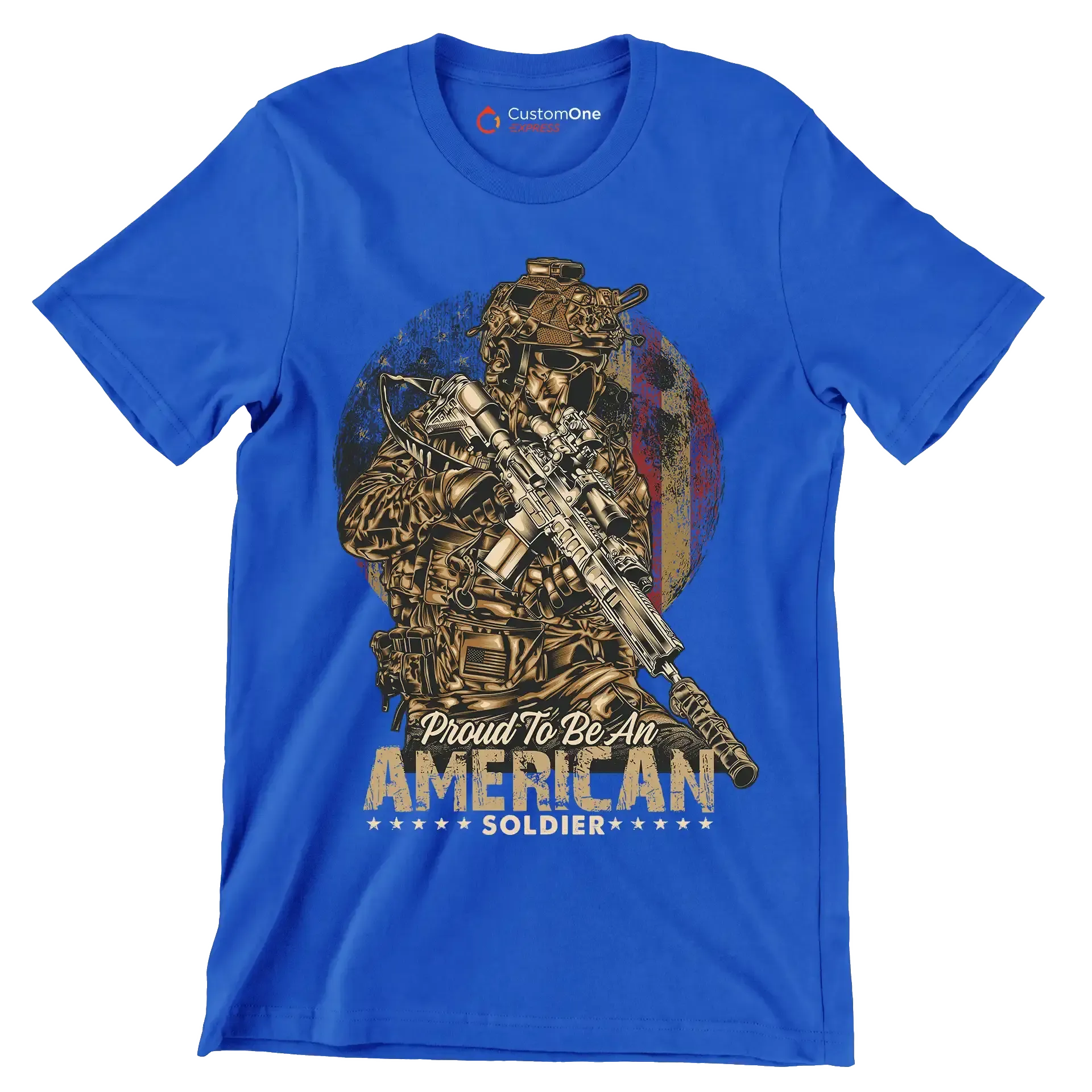Proud to be an american god bless the u.s.a - Veterans Themed T-Shirt-Blue-S-Custom One Express
