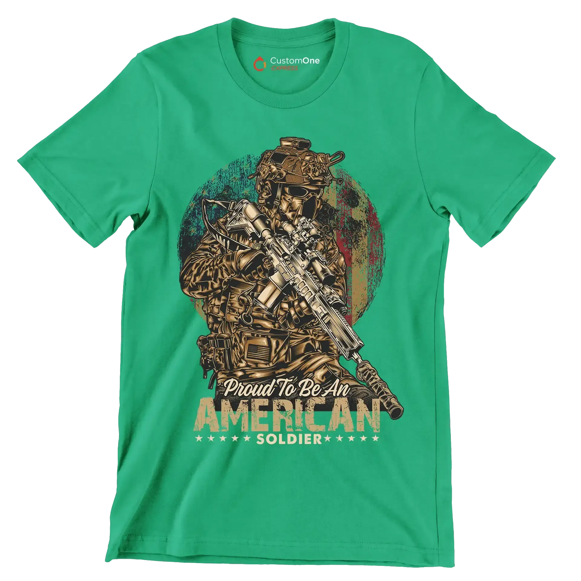Proud to be an american god bless the u.s.a - Veterans Themed T-Shirt-Green-S-Custom One Express