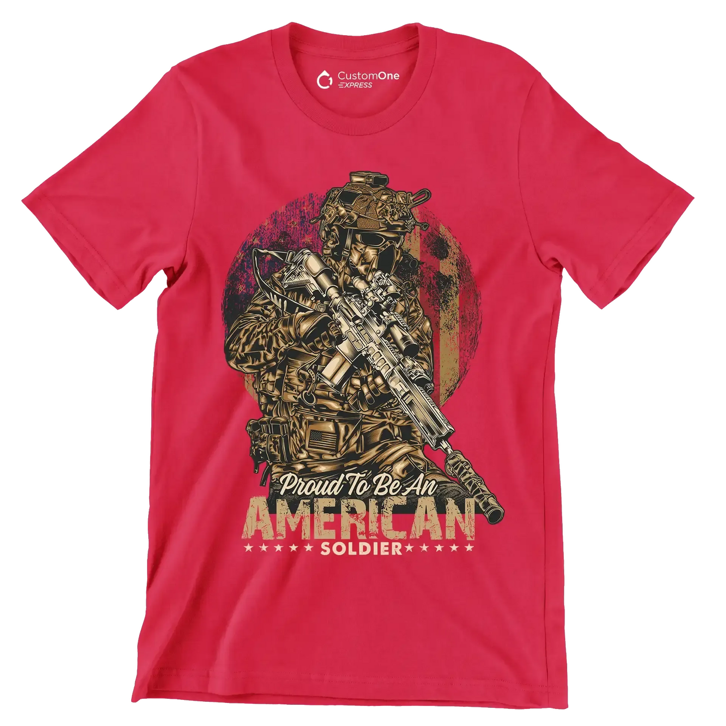 Proud to be an american god bless the u.s.a - Veterans Themed T-Shirt-Red-S-Custom One Express