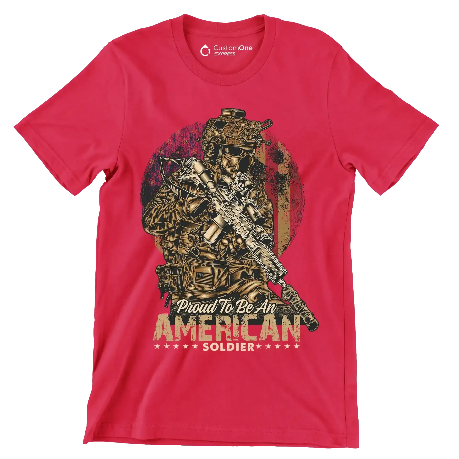Proud to be an american god bless the u.s.a - Veterans Themed T-Shirt-Red-S-Custom One Express