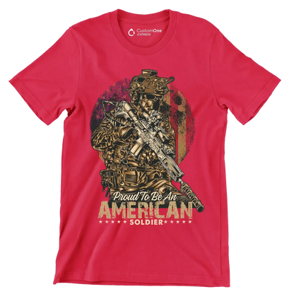 Proud to be an american god bless the u.s.a - Veterans Themed T-Shirt-Red-S-Custom One Express