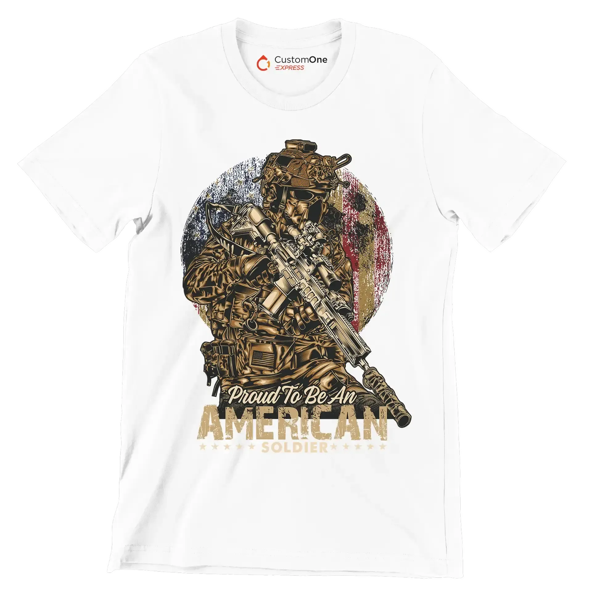 Proud to be an american god bless the u.s.a - Veterans Themed T-Shirt-White-S-Custom One Express