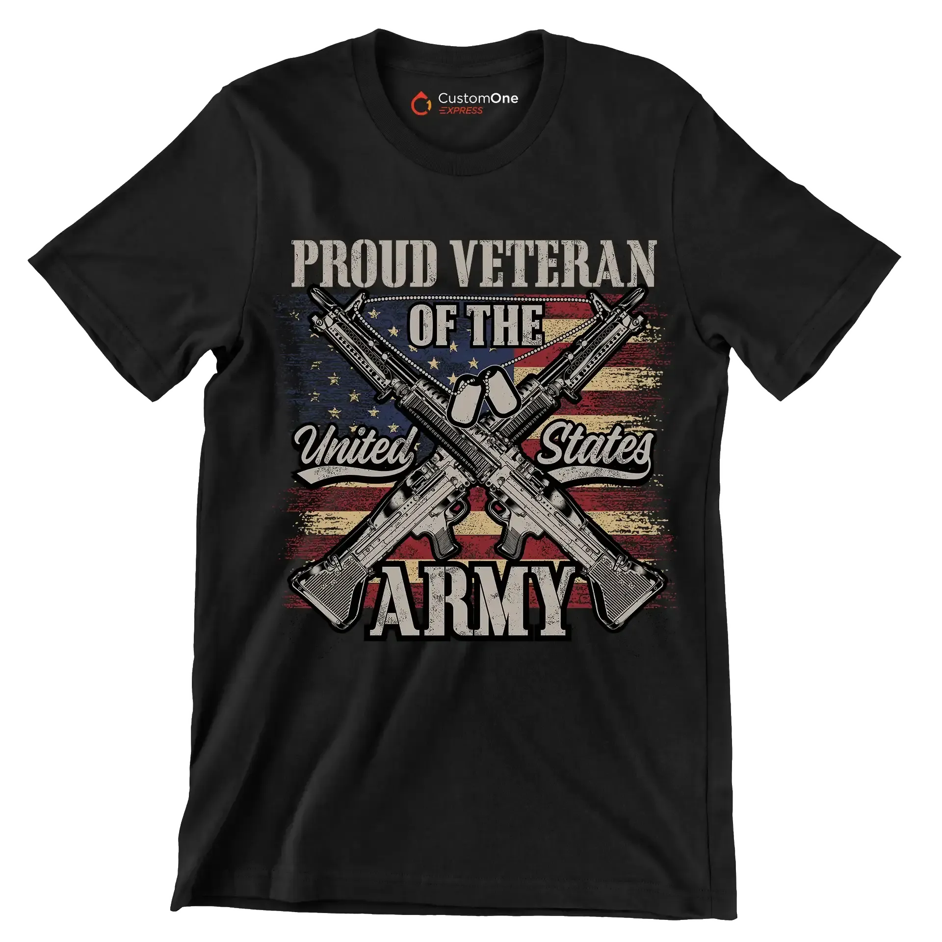 Proud veteran of the united states army - Veterans Themed T-Shirt-Black-S-Custom One Express