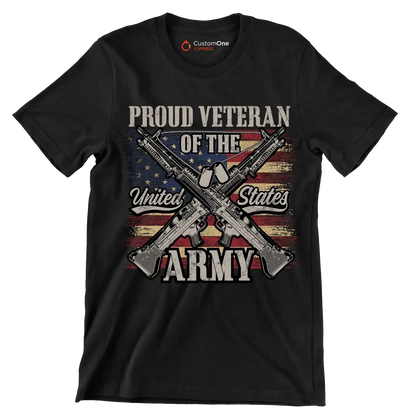 Proud veteran of the united states army - Veterans Themed T-Shirt-Black-S-Custom One Express