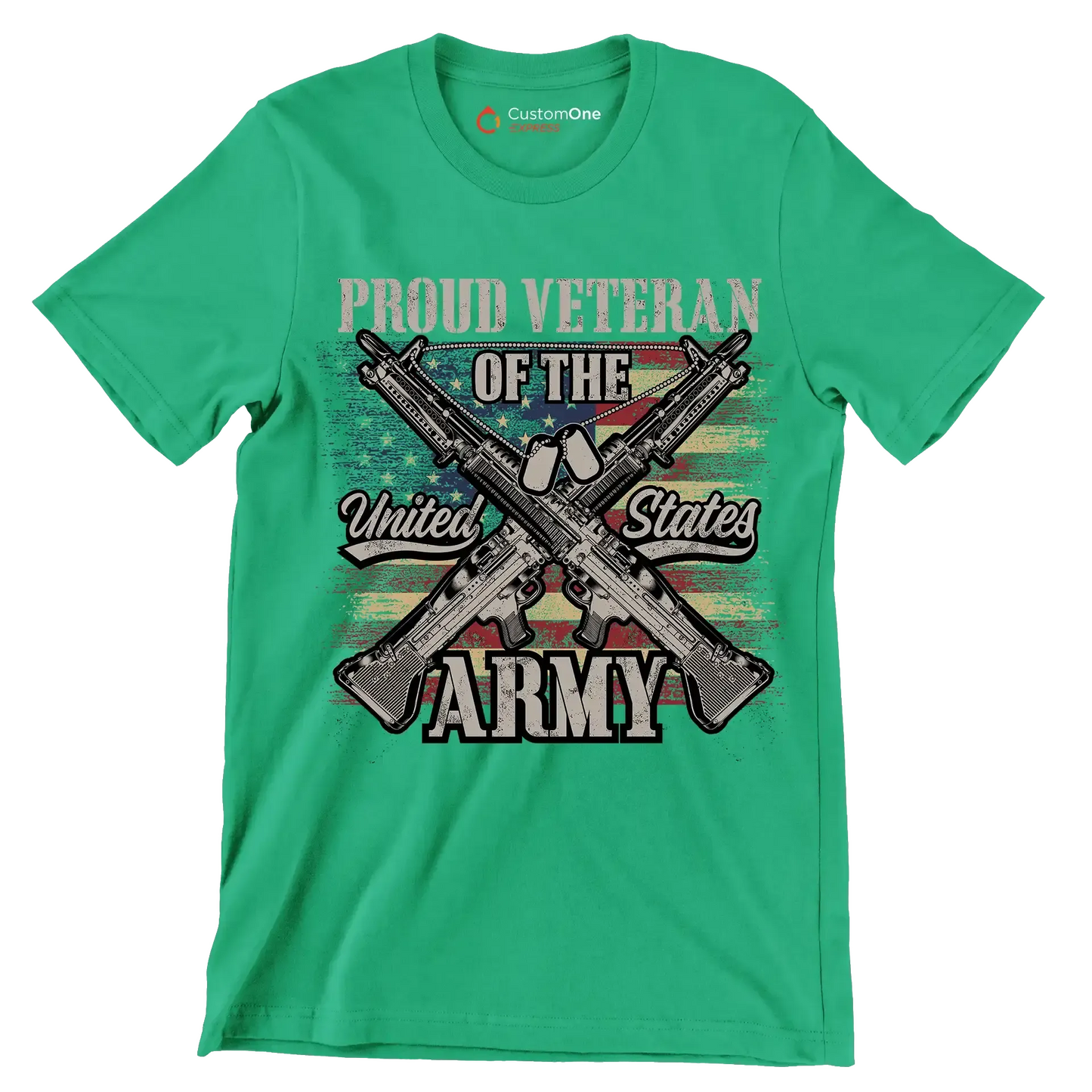 Proud veteran of the united states army - Veterans Themed T-Shirt-Green-S-Custom One Express