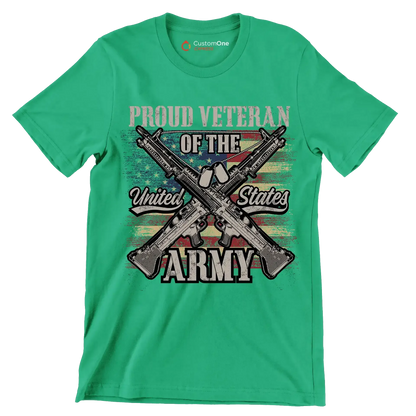 Proud veteran of the united states army - Veterans Themed T-Shirt-Green-S-Custom One Express