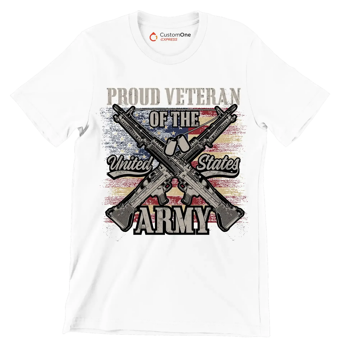Proud veteran of the united states army - Veterans Themed T-Shirt-White-S-Custom One Express