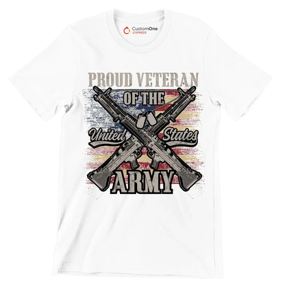 Proud veteran of the united states army - Veterans Themed T-Shirt-White-S-Custom One Express