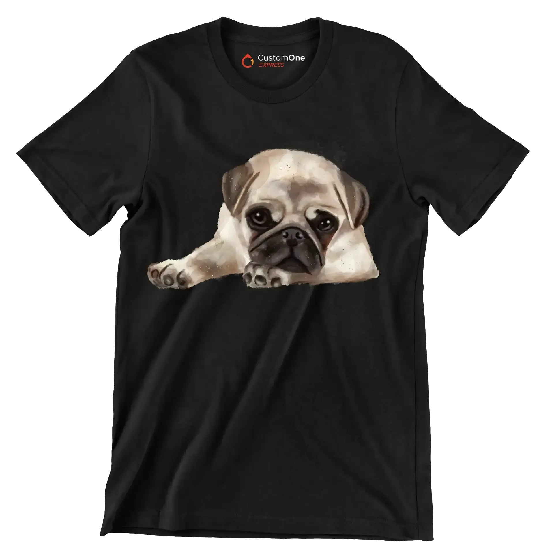 Pug - Dog Themed T-Shirt-Black-S-Custom One Express