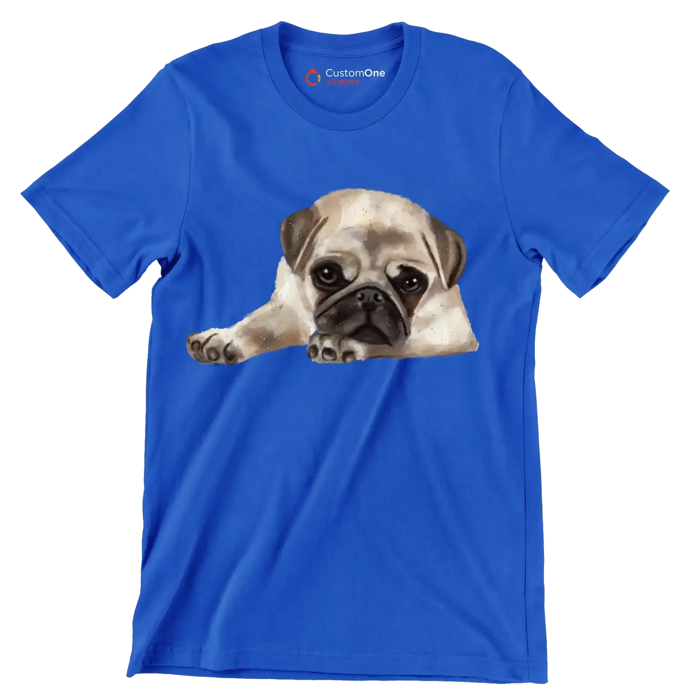 Pug - Dog Themed T-Shirt-Blue-S-Custom One Express