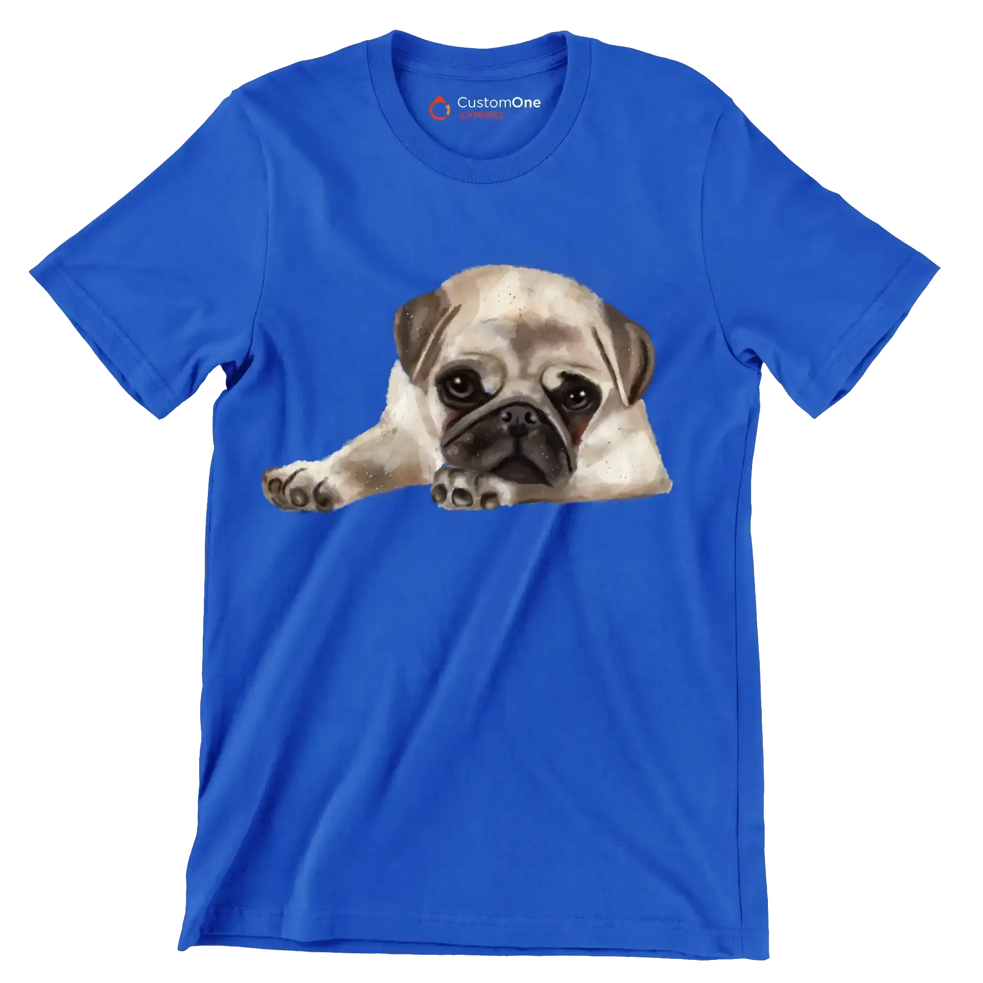 Pug - Dog Themed T-Shirt-Blue-S-Custom One Express