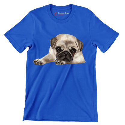 Pug - Dog Themed T-Shirt-Blue-S-Custom One Express