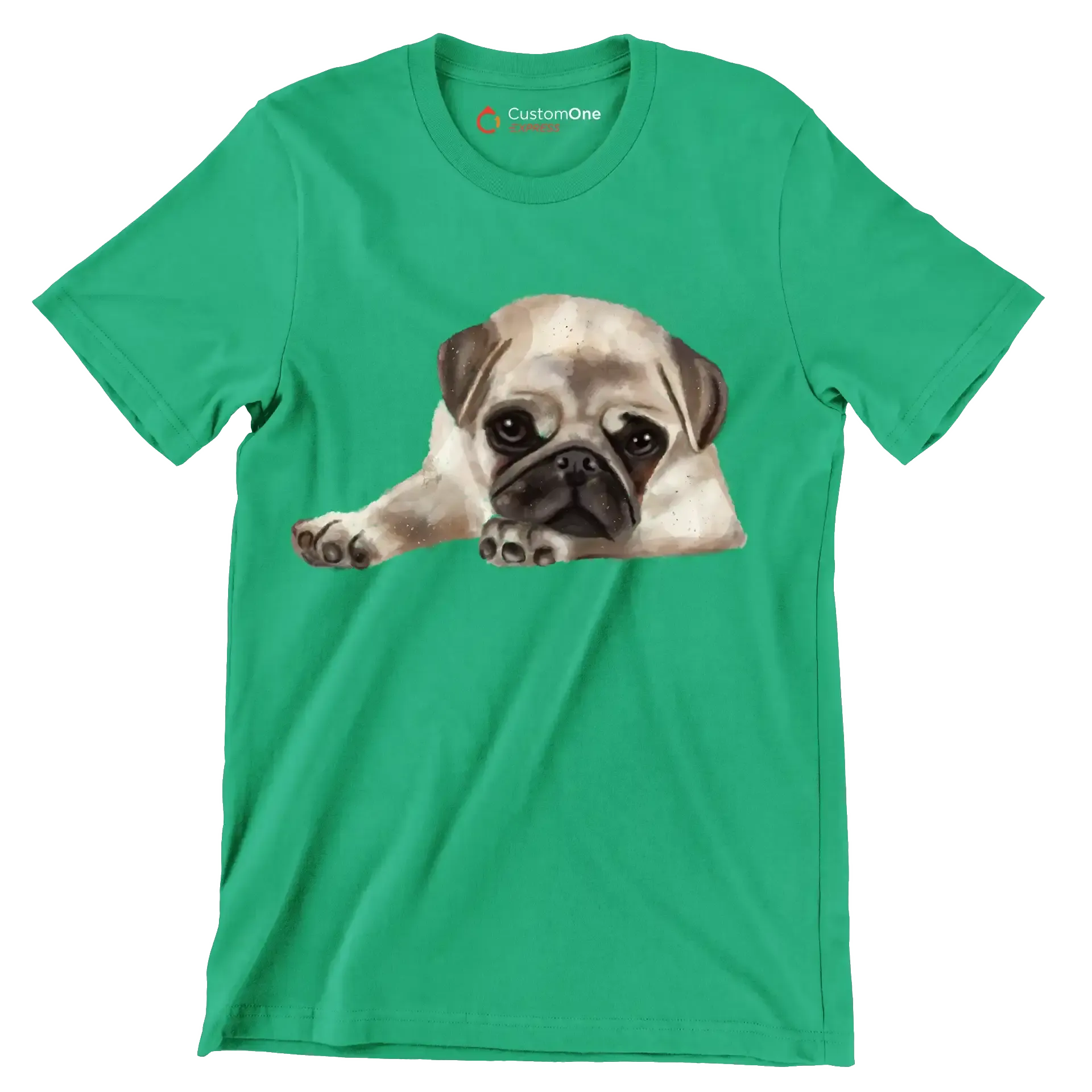 Pug - Dog Themed T-Shirt-Green-S-Custom One Express