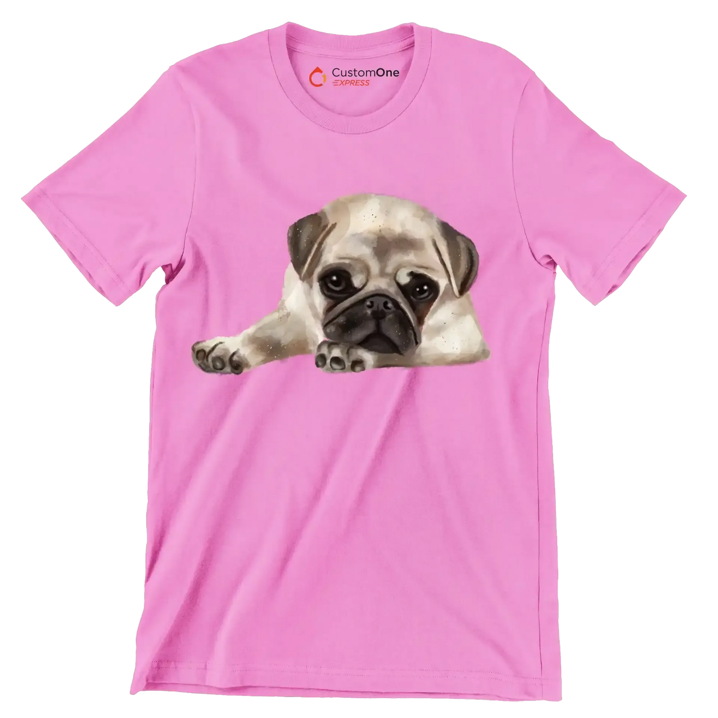 Pug - Dog Themed T-Shirt-Pink-S-Custom One Express
