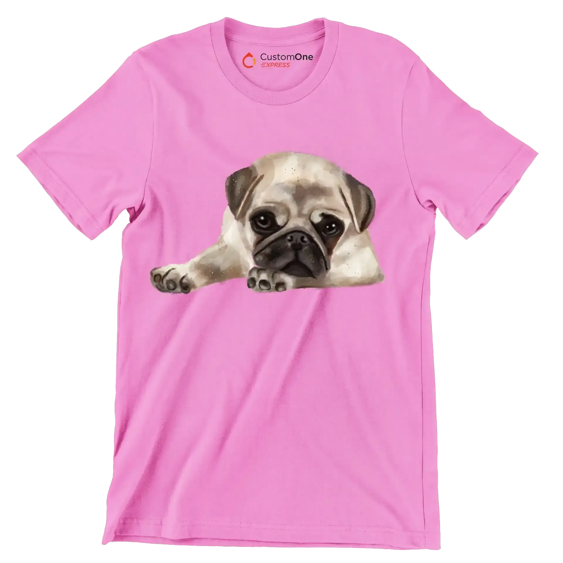 Pug - Dog Themed T-Shirt-Pink-S-Custom One Express