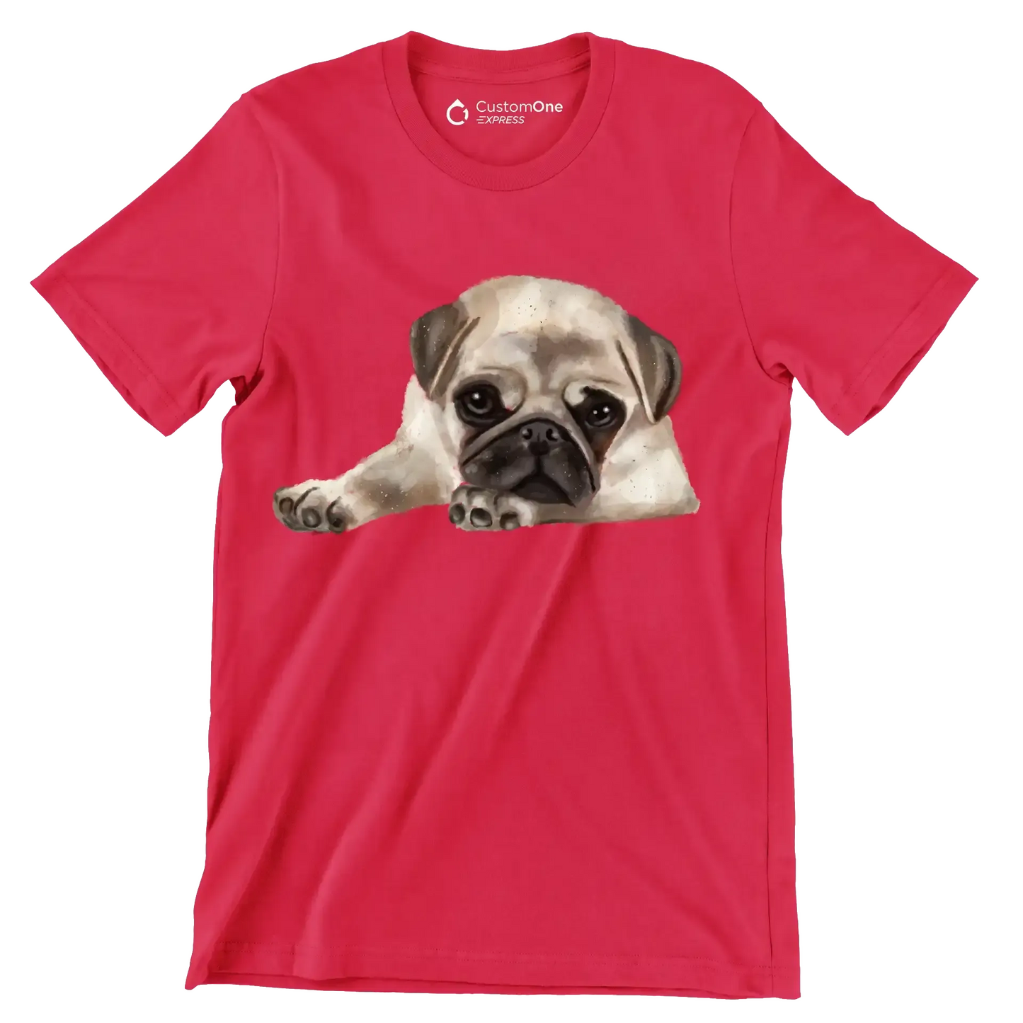 Pug - Dog Themed T-Shirt-Red-S-Custom One Express