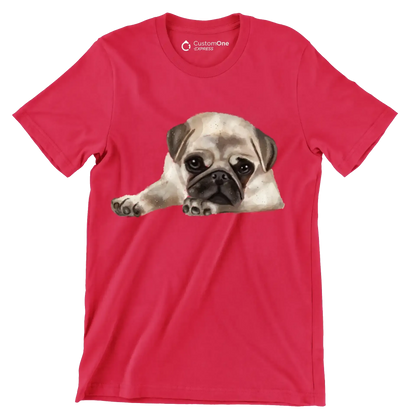 Pug - Dog Themed T-Shirt-Red-S-Custom One Express