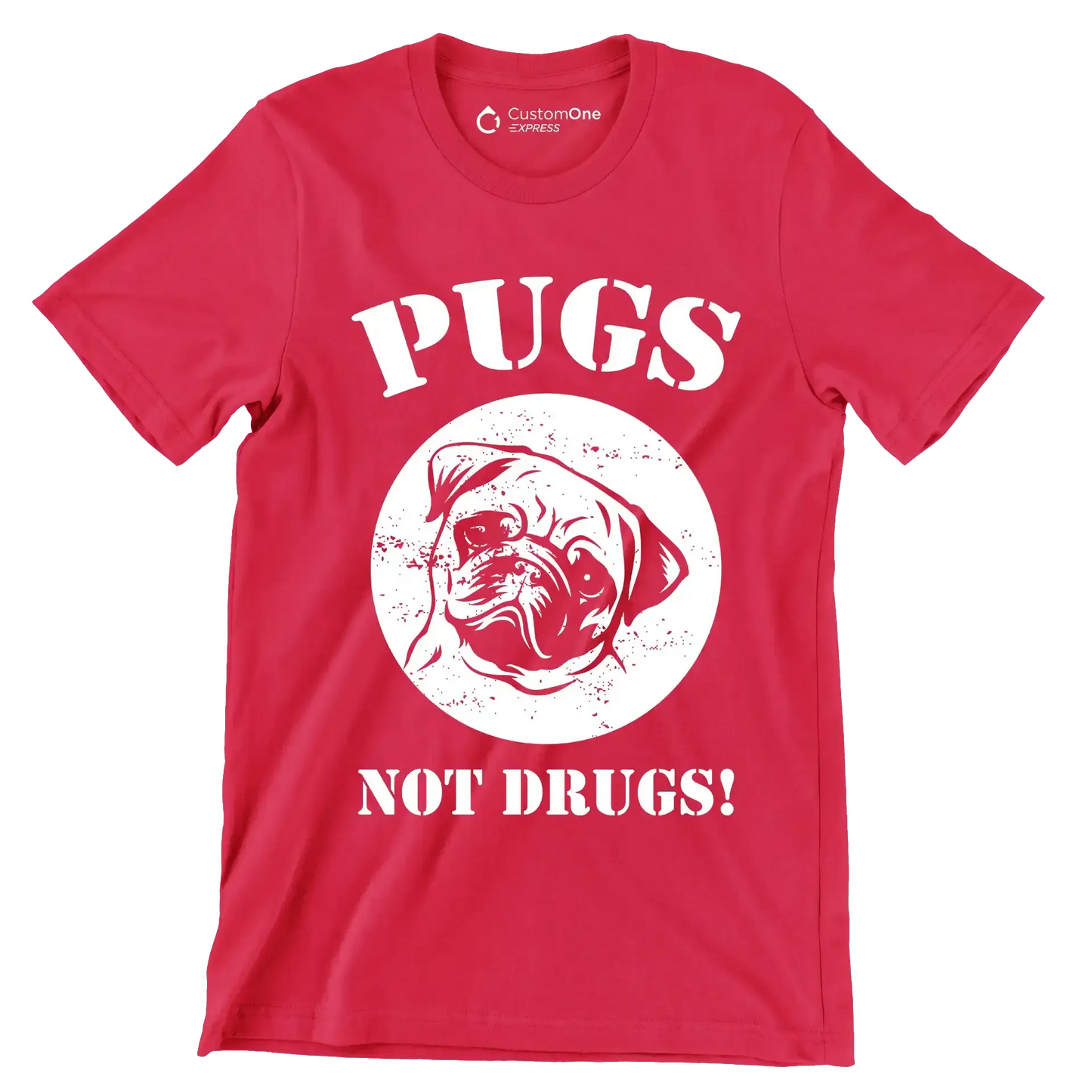 Pugs not drugs - Dog Themed T-Shirt-Red-S-Custom One Express