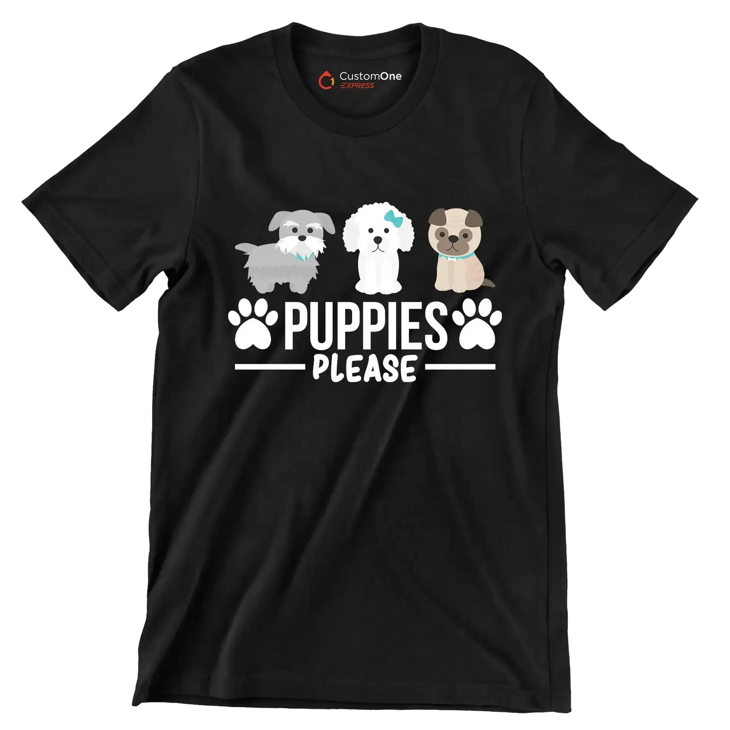 Puppies please - Dog Themed T-Shirt-Black-S-Custom One Express
