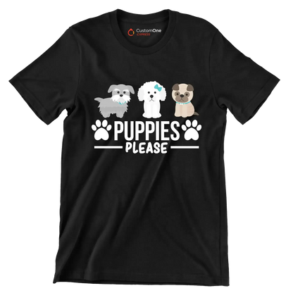 Puppies please - Dog Themed T-Shirt-Black-S-Custom One Express