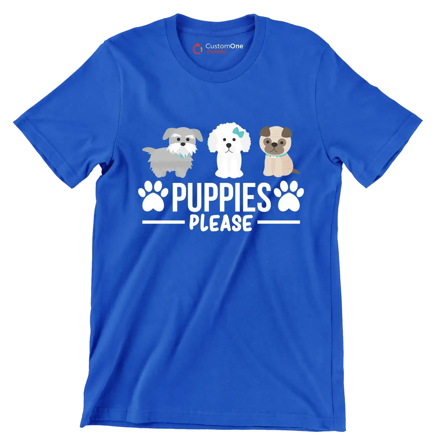 Puppies please - Dog Themed T-Shirt-Blue-S-Custom One Express