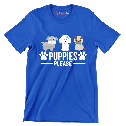 Puppies please - Dog Themed T-Shirt-Blue-S-Custom One Express