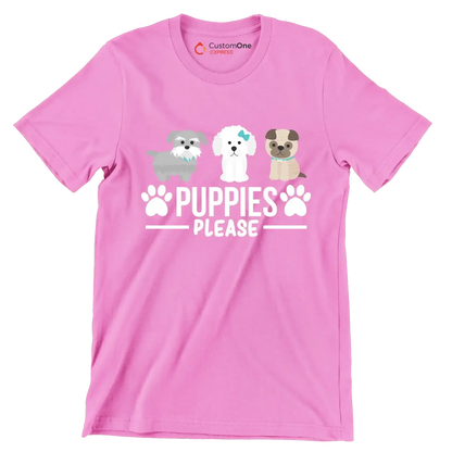 Puppies please - Dog Themed T-Shirt-Pink-S-Custom One Express