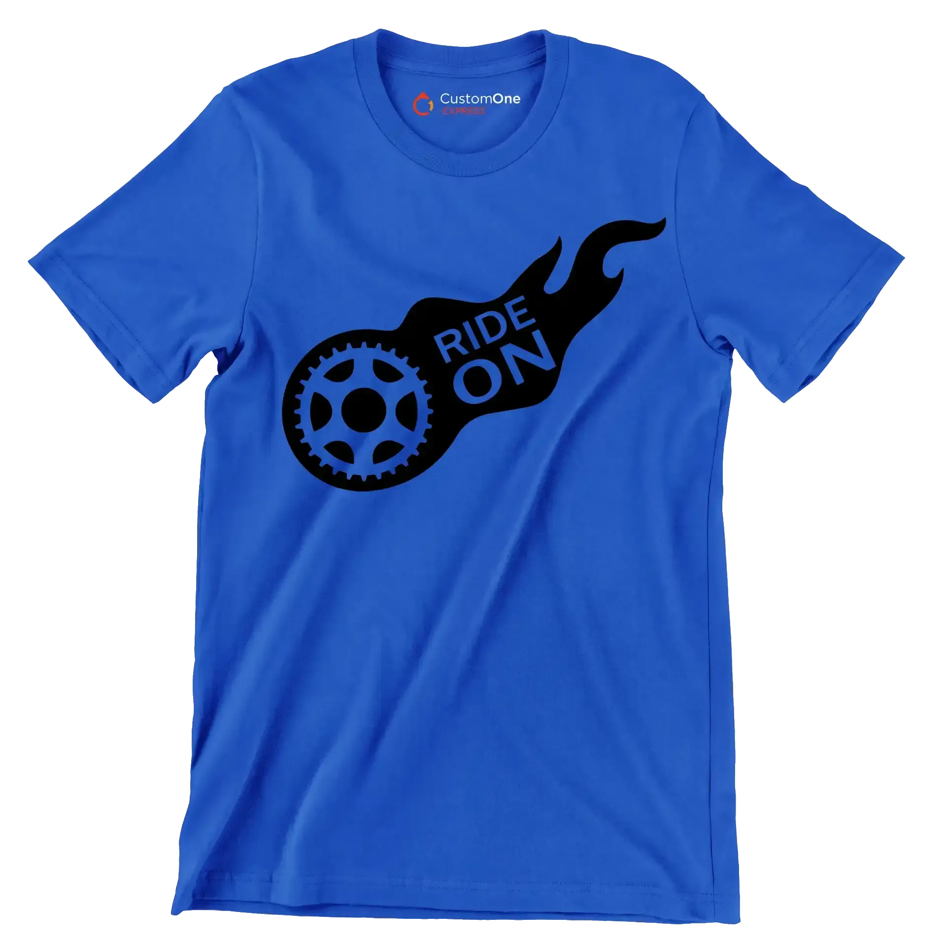 RIDE ON - Bicycle Themed T-Shirt-Blue-S-Custom One Express