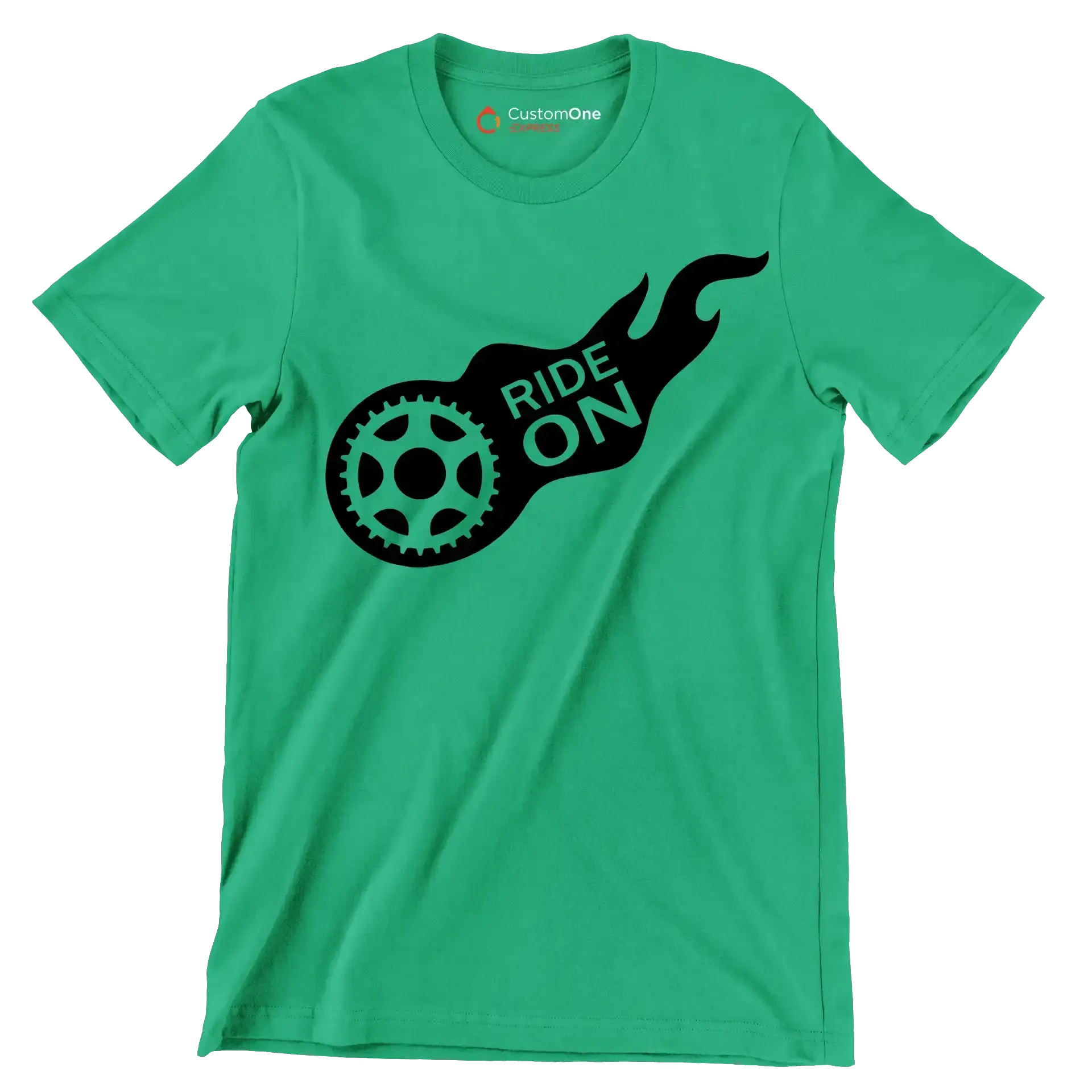 RIDE ON - Bicycle Themed T-Shirt-Green-S-Custom One Express