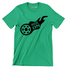 RIDE ON - Bicycle Themed T-Shirt-Green-S-Custom One Express