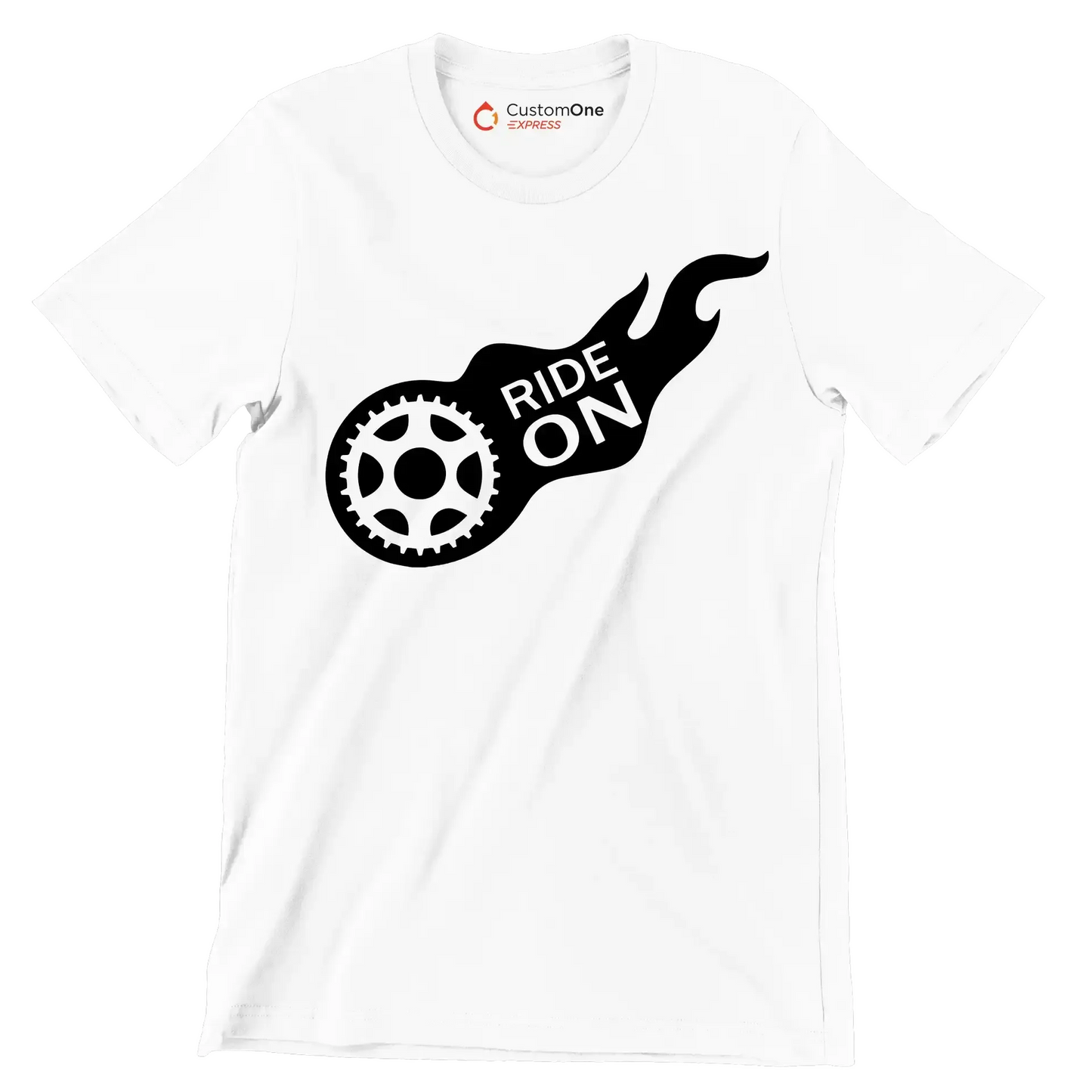 RIDE ON - Bicycle Themed T-Shirt-White-S-Custom One Express