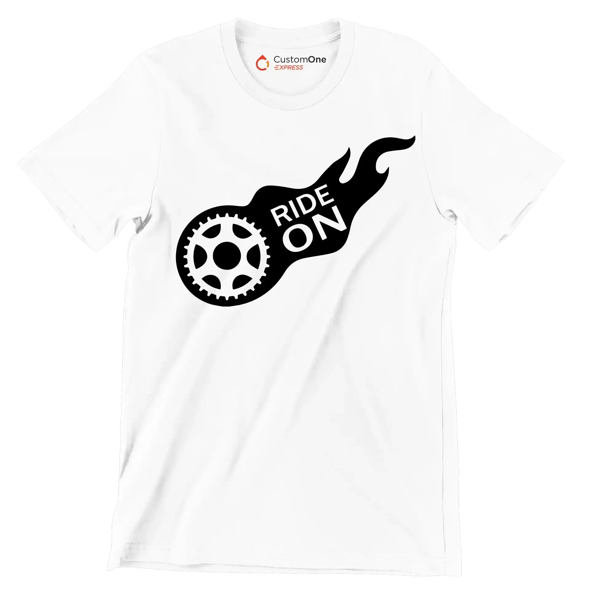 RIDE ON - Bicycle Themed T-Shirt-White-S-Custom One Express