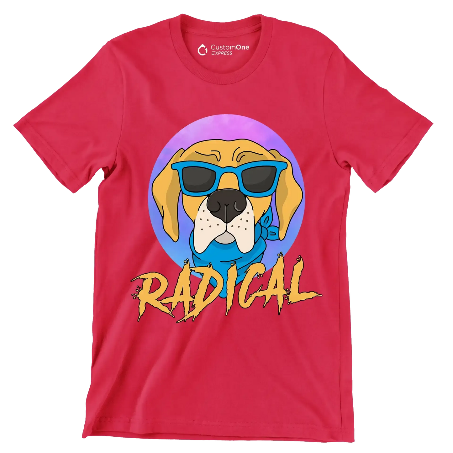Radical - Dog Themed T-Shirt-Red-S-Custom One Express