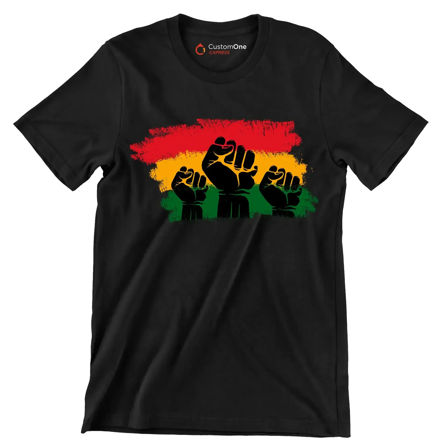 Raised Fists Pan African Flag - Martin Luther King T-Shirt-Black-S-Custom One Express