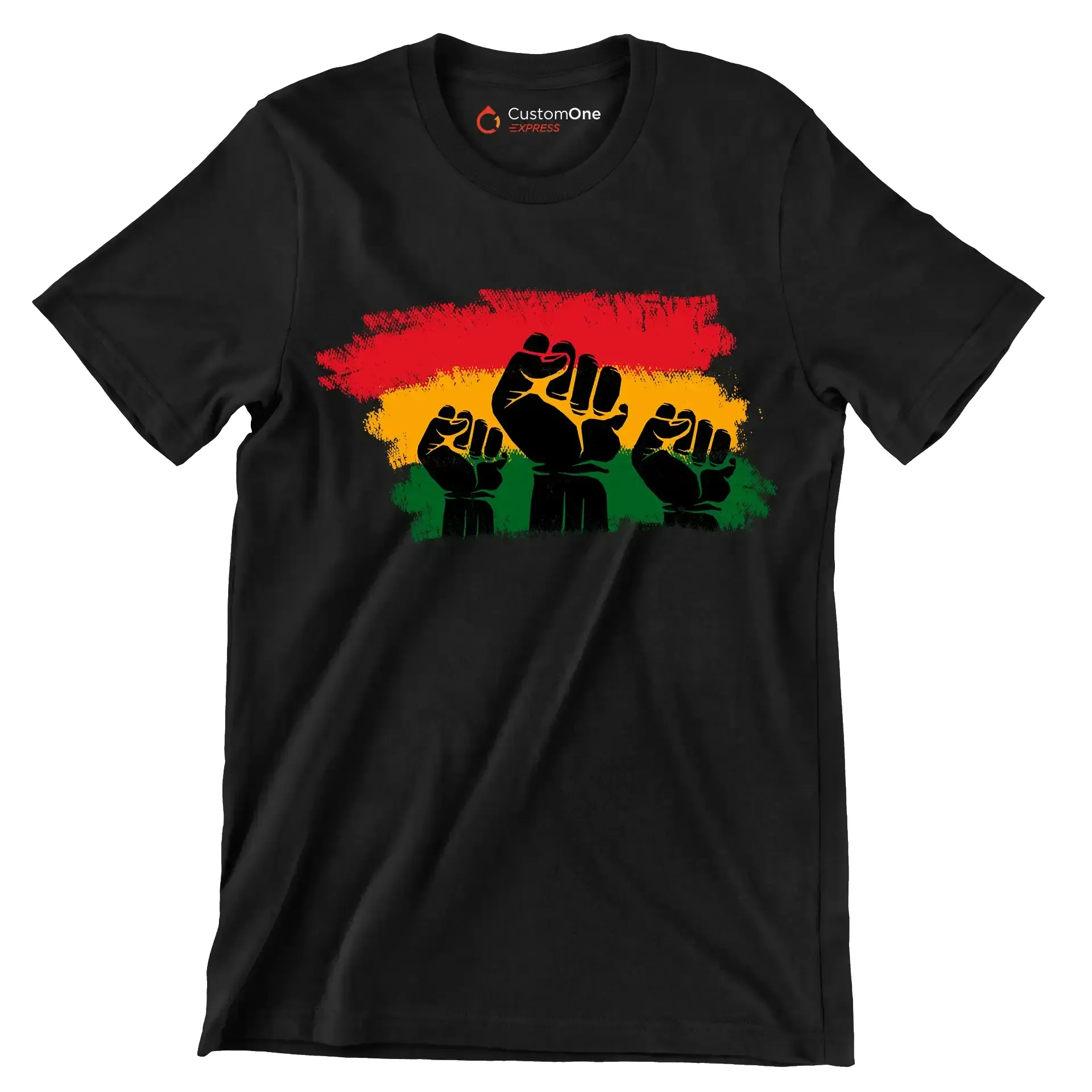 Raised Fists Pan African Flag - Martin Luther King T-Shirt-Black-S-Custom One Express