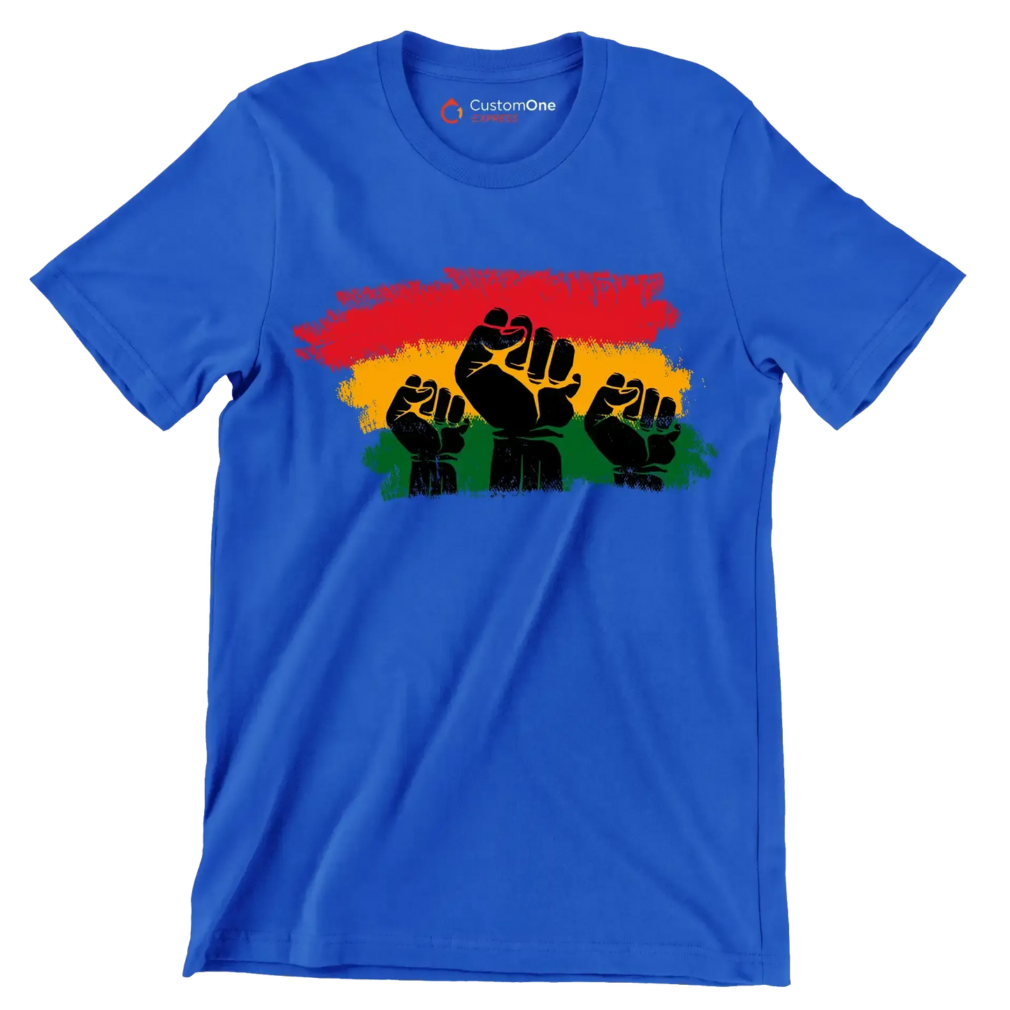 Raised Fists Pan African Flag - Martin Luther King T-Shirt-Blue-S-Custom One Express