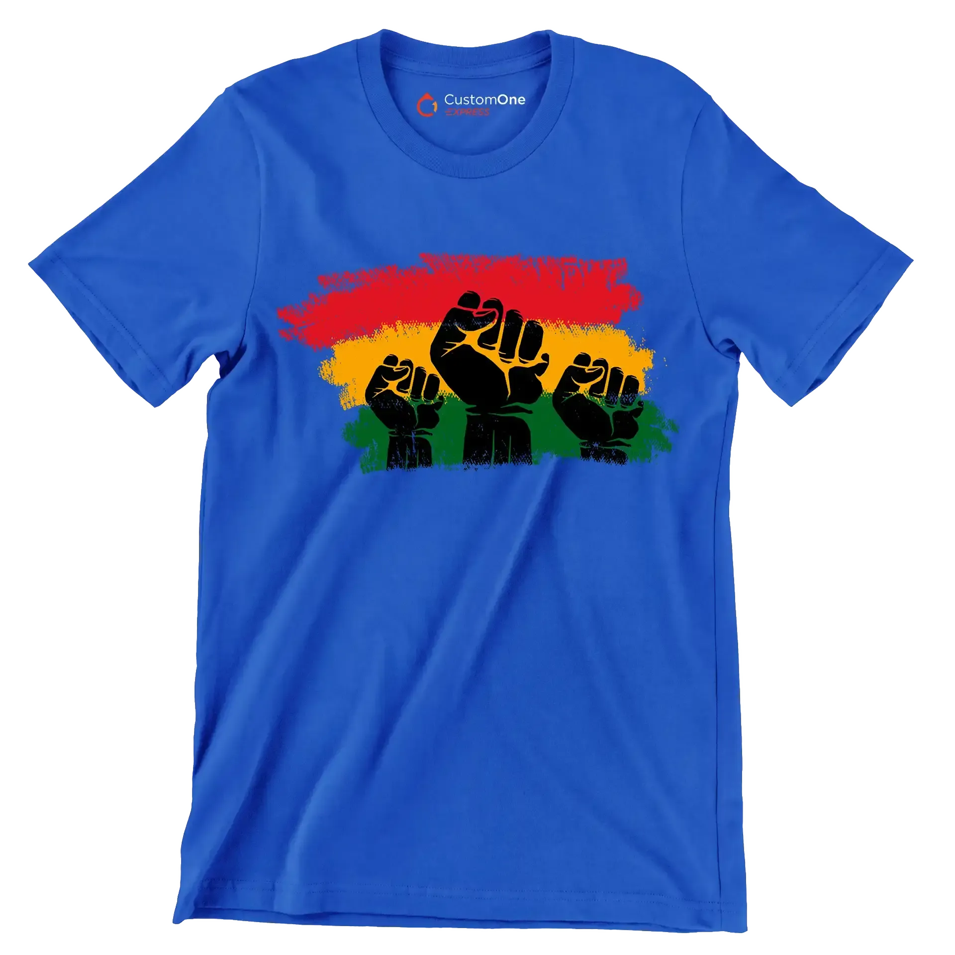Raised Fists Pan African Flag - Martin Luther King T-Shirt-Blue-S-Custom One Express
