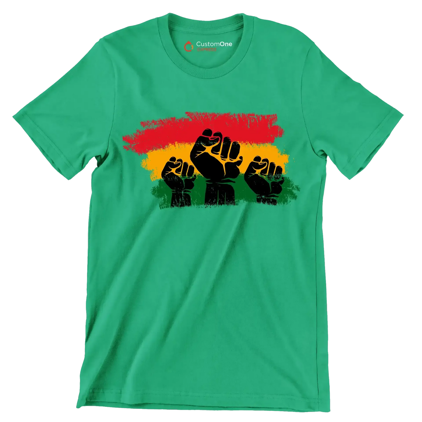 Raised Fists Pan African Flag - Martin Luther King T-Shirt-Green-S-Custom One Express
