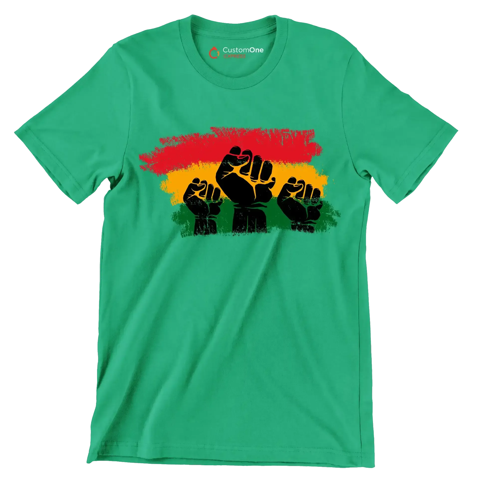 Raised Fists Pan African Flag - Martin Luther King T-Shirt-Green-S-Custom One Express