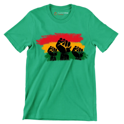 Raised Fists Pan African Flag - Martin Luther King T-Shirt-Green-S-Custom One Express