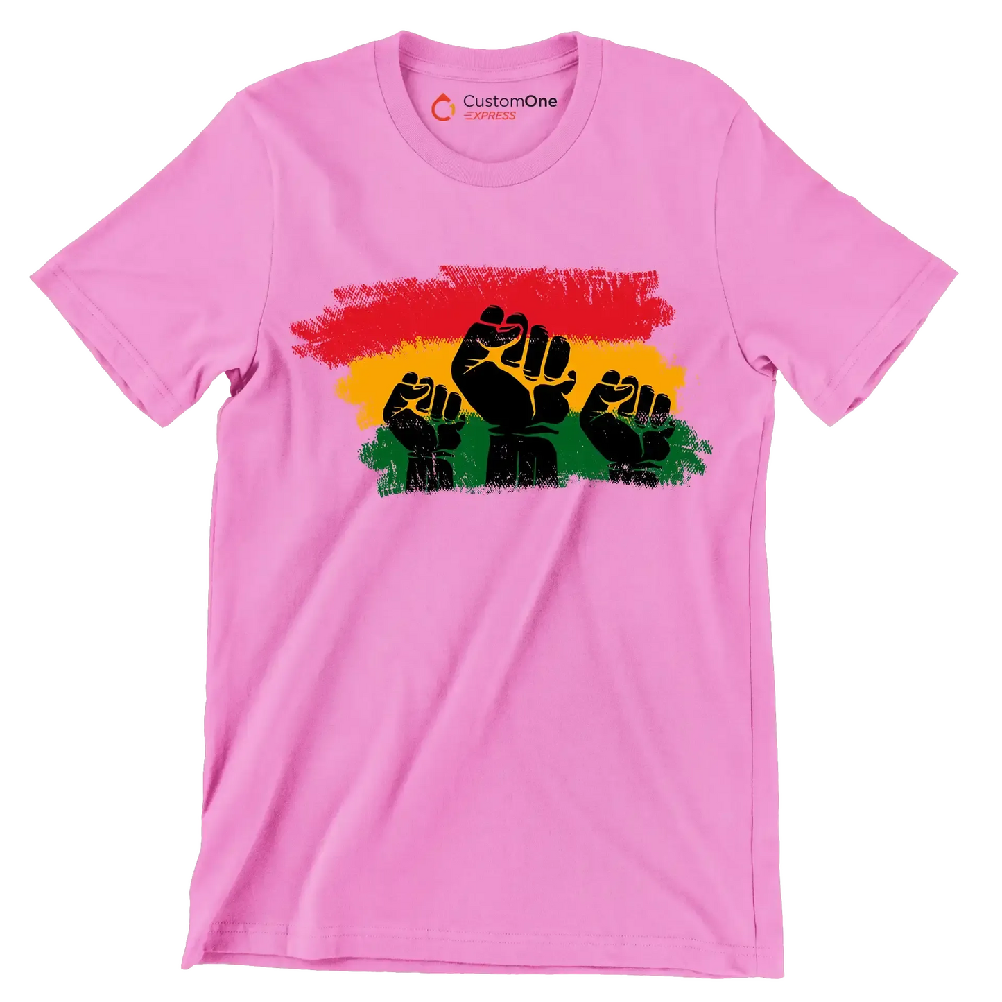 Raised Fists Pan African Flag - Martin Luther King T-Shirt-Pink-S-Custom One Express